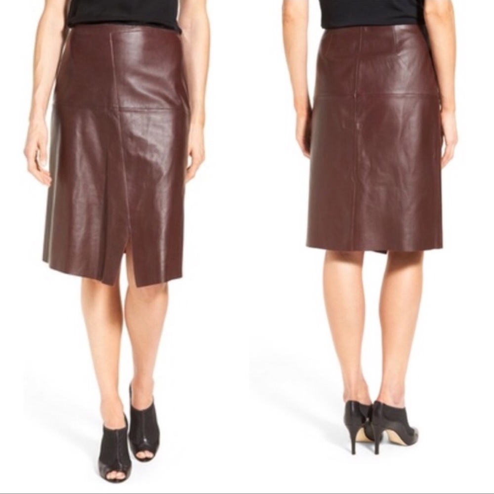 Genuine leather classiques entier faux wrap skirt